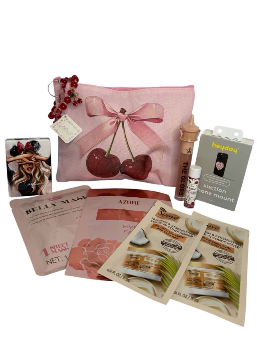 Beauty Bundle 10 piece with Cherry Print Cosmetic Pouch, Jefree Starr, Compact